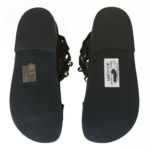 SANDRO Paris Lexy studded grosgrain woven black chunky sandals Size 36 5 5.5 NEW - Picture 6 of 7